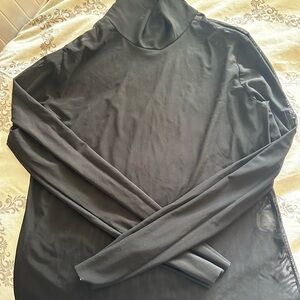 Black Long Sleeve Turtleneck Mesh Top